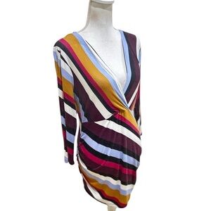 Motherhood Maternity multi Striped Long Sleeve Top ruched side small (maternity)